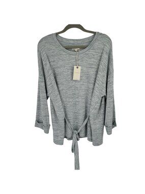 Lucky Brand Womens Grey Tie Front shirt top Size Large Knit Pullover new
